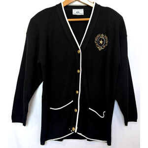 Vintage Bay Point Threads Womens Cardigan Sweater Size L Crest Academia USA Prep